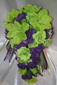 Lime green or just green bridal bouquet, a very simple selection of flowers that meld together creating a very tactile design. Bridal Bouquet Package Lime Green Purple Silk Wedding Flowers Bridesmaids 21pc Lime Green Weddings Silk Flowers Wedding Bridesmaid Flowers