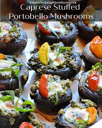 Top with sliced bacon, halved tomatoes, minced garlic and minced basil. Caprese Stuffed Portobello Mushrooms