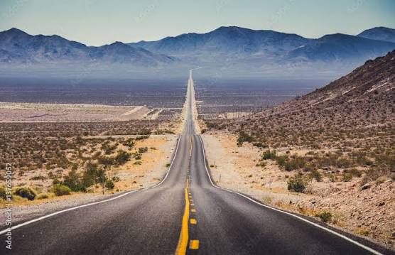 Poster, Print Endless straight highway in the American Southwest, USA,  40x26.7 cm