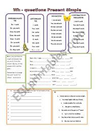 wh questions present simple esl worksheet by jalomi112