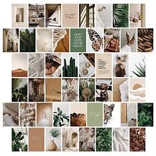 A rectangular photo wall collage layout with pictures neatly arranged in the same pattern throughout, via. Haoran 50pcs Wall Collage Kit Aesthetic Pictures Room Decor For Bedroom Aesthetic Cute Indie Trendy Boujee Boho Green Posters For Room Aesthetic Photo Pictures Collage Kit For Wall Aesthetic Bedroom Decor For