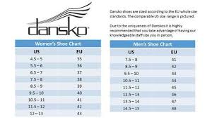 Dansko Nursing Shoes Size Chart