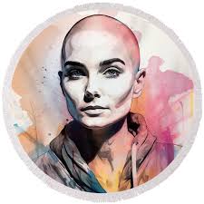 Sinead O'Connor Painting 2 Round Beach Towel