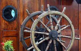 the double wheels of the ship located on the weather deck