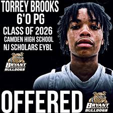 Torrey Brooks 6'0 PG 160lb 2026 Camden High School Offers: Bryant Torrey  Brooks received his first offer from Bryant and also just made his  transferred to Camden High School. Expecting Torrey to