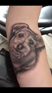 Black And Grey Dog Tattoo Black And Grey Tattoo Of My Dog Zoey Dogtattoo Portrait Realism Blackandgrey Dog Portrait Tattoo Black And Grey Tattoos Grey Tattoo