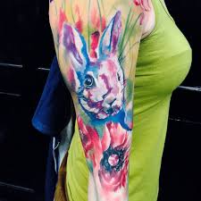 See more ideas about tattoos, floral tattoo, body art tattoos. Rabbit Watercolor Tattoo With Flowers Best Tattoo Design Ideas Sleeve Tattoos Half Sleeve Tattoos Designs Half Sleeve Tattoo
