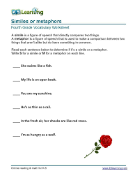 Simile Metaphor Personification Worksheet Similes Or Metaphors For Grade4 And More Check In 2020 Similes And Metaphors Vocabulary Worksheets Simile Worksheet