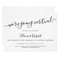 Simple Black And White Chic Script Virtual Wedding Invitation Zazzle Com White Chic Wedding Invitations Stationery Wedding Invitations