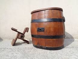 Wooden Barrel Old Butter Churn French Countryside Antique Kitchen Decor In Rustic Wood And Wrought Iron Cask France 1940 Wooden Barrel Antique Kitchen Decor French Countryside