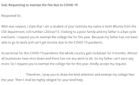 A letter of request is written to ask for permission, help, information, advice, etc. Write A Letter To The Principal For School College Fee Exemption Free Education