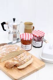 Crusty White Bread Jam Marmellata Pane Caffe