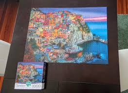 Blue spirit cat wooden puzzle. Cinque Terre Italy 1000 Pieces Buffalo Jigsawpuzzles