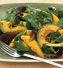 Avocado And Mango Salad With Passion Fruit Vinaigrette Recipe Epicurious Com Mango Salad Raw Food Recipes Spring Salad