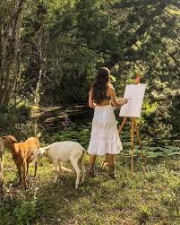 Mother The Mountain Farm On Instagram Julia Painting Down By The Water With Magnolia And Moth By Her Side These Two Sweeties Ar Dream Cottage Farm Magnolia