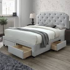 Meridian furniture bliss collection modern | contemporary velvet upholstered bed with deep button tufting and storage compartments in rails and footboard, white, queen. Darcie Storage Upholstered Panel Bed Bed Frame With Storage Upholstered Panel Bed Bed With Drawers