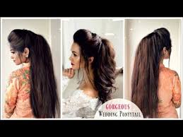 Secure the bun with an elastic band. Gorgeous Wedding Volumized Ponytail Hairstyle Messy Ponytail Using Bump Israt Oishee Youtube