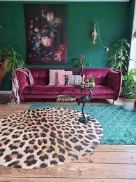 kleur interieur inspiratie woonkamer bank eclectisch donker groen roze ixxi velvet dutchbone panter colour inter living room decor house interior bedroom decor
