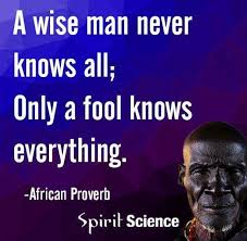 A Wise Man Never Knows All Only A Fool Knows Everything African Proverb Spirit Science African Proverb Proverbs