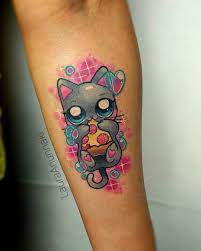 Cats And Pizza Kawaii Tattoo Cute Tattoos Girly Tattoos