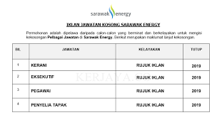 Check spelling or type a new query. Jawatan Kosong Terkini Sarawak Energy Pelbagai Kekosongan Jawatan Kerja Kosong Kerajaan Swasta