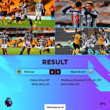 Matheus pereira scores the winning penalty. Der Mann On Twitter Full Time Pl Wolves 2 Vs 3 West Bromwich Albion 38 Fabio Silva 43 Willy Boly 8 Pen 56 Pen Matheus Pereira 52 Semi Ajayi Wolwba Https T Co E92cmdkha8