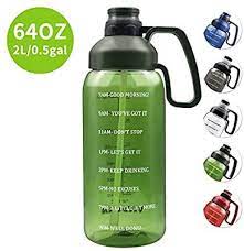 Amazon Com 2l Water Bottle With Straw Two Lid Super Leakproof Portable Big Handle 5 Way Bpa Free Water Bottles 64 Oz Water Bottle Motivational Water Bottle