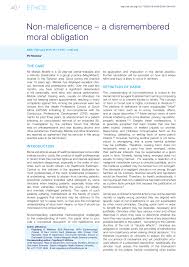 Pdf Non Maleficence A Disremembered Moral Obligation