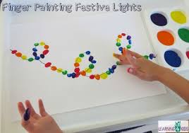 Finger Painting Festive Lights Finger Painting Fine Motor Activities For Kids Painting Activities