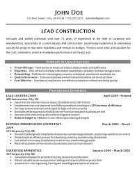 Construction Worker Resume Example Carpenter Supervisor
