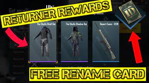 How To Get Return Mission In Pubg Mobile Get Free Rename Card In Pubg Mobile Youtube