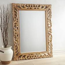 Brown Floral Carved Mirror Wooden Mirror Frame Carved Wood Frame Wood Framed Mirror