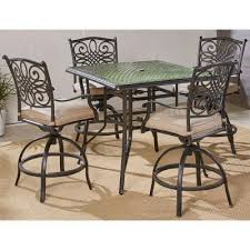 Six fashionable bar stools and a handily shelved bar table turn any outdoor gathering into an upscale party. Bar Height Patio Dining Sets Patio Dining Furniture The Home Depot