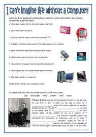 I Can T Imagine My Life Without A Computer English Esl Worksheets Computer Lessons Life Computer