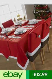 Santa Table Cloths Red White Fleece Felt Chair Hats Party Christmas Occasions Christmas Table Cloth Christmas Table Decorations Diy Xmas Table Decorations