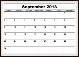 September 2018 Calendar Pdf Printable 2018 Calendar Template Calendar Template Calendar Printables