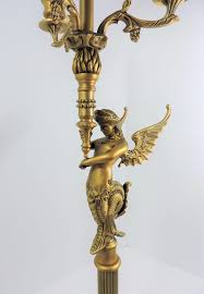 Vintage Neoclassical Mythological Gold Winged Mermaid Table Lamp Home Design Decor Table Lamp Vintage
