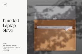 Download Branded Laptop Sleve In Packaging Mockups On Yellow Images Creative Store