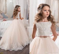 Custom Made Flower Girl Dresses For Wedding Blush Pink Princess Tutu Sequined Appliqued Lace Bow 20 Flower Girl Dresses Vintage Flower Girl Dresses Flower Girl