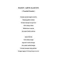 Raden ajeng kartini sanajan panjenengane wanita nanging gelem rekasa sanajan dipingit wong tuwa. Raden Ajeng Kartini