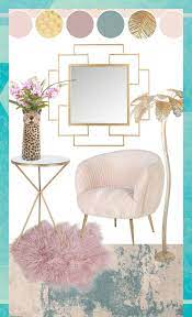 Teal Pink And Gold Colours Pink Home Decor Gold Home Accessories Velvet Furniture