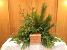 Fragrant Evergreen Arrangement To Accompany An Urn Or Box Funeral Flower Arrangements Funeral Sprays Funeral Arrangements