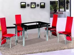 The type of cutlery set you choose will help develop a mood for your own dining experience. Black Glass Dining Table And 4 Red Chairs Homegenies