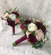Silk bouquets & wedding flowers. Wedding Bouquetburgundy Wine Bridal Bouquetblush Etsy Flower Bouquet Wedding Cheap Wedding Flowers Silk Flowers Wedding