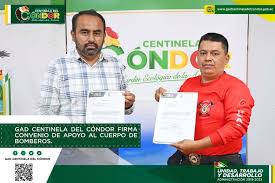 GAD CENTINELA DEL CÓNDOR FIRMA CONVENIO DE APOYO AL CUERPO DE BOMBEROS.