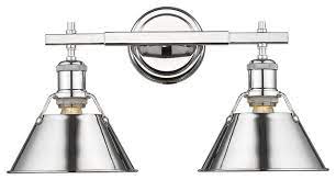 Lighting ideas take bathrooms with this bathroom. 2 Light Chrome Bath Light With Chrome Shade Industrial Bathroom Vanity Lighting By Designer Lighting And Fan Houzz