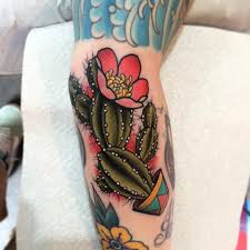 Beautiful Traditional Cactus And Red Flower In Pot Tattoo Succulent Tattoo Cactus Tattoo Cool Tattoos