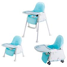 Buy Syga High Chair For Baby Kids Safety Toddler Feeding Booster Seat Dining Table Chair With Wheel And Cushion Blue Online At Low Prices In India Amazon In