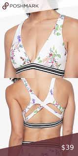 Athleta Bright White Floral Gold Coast Bikini Top Bikini Tops Green Bikini Bottoms Bra Top Swimwear