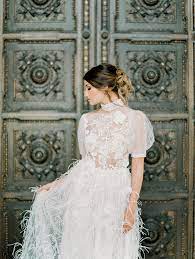 Summer Bridal Inspiration In The Heart Of Manhattan New York City Wedding Inspiration Wedding Dress Styles Pink Wedding Dresses Feather Wedding
